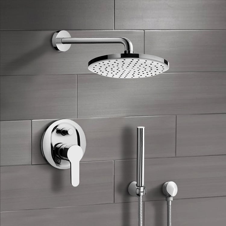 Shower Faucet, Remer SFH21-8, Chrome Shower System with 8 Inch Rain Shower Head and Hand Shower